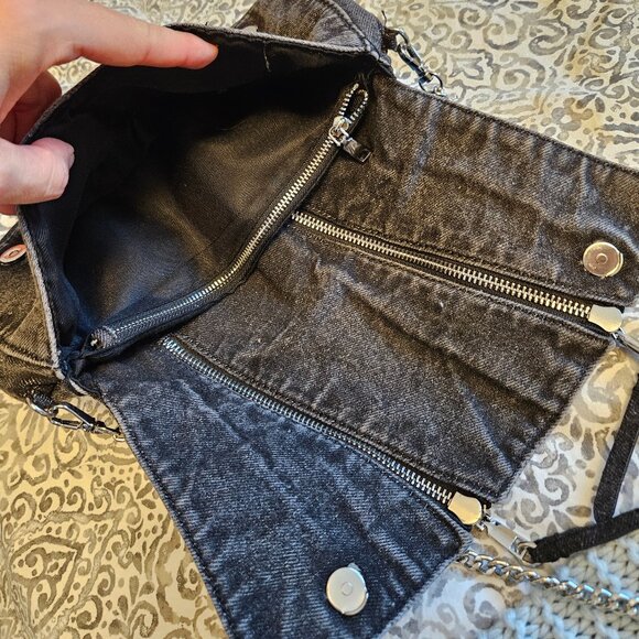 Zara Denim Small Crossbody Bag/Clutch with a removable chain strap - Picture 4 of 7